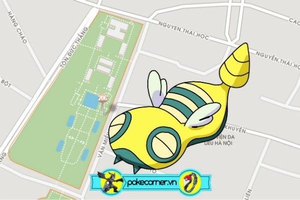 HN - 3 - 206 Dunsparce - Văn Miếu Quốc Tử Giám - Pokemon GO Plus - Mô hình Pokemon - Móc khóa Pokemon Metal Charm